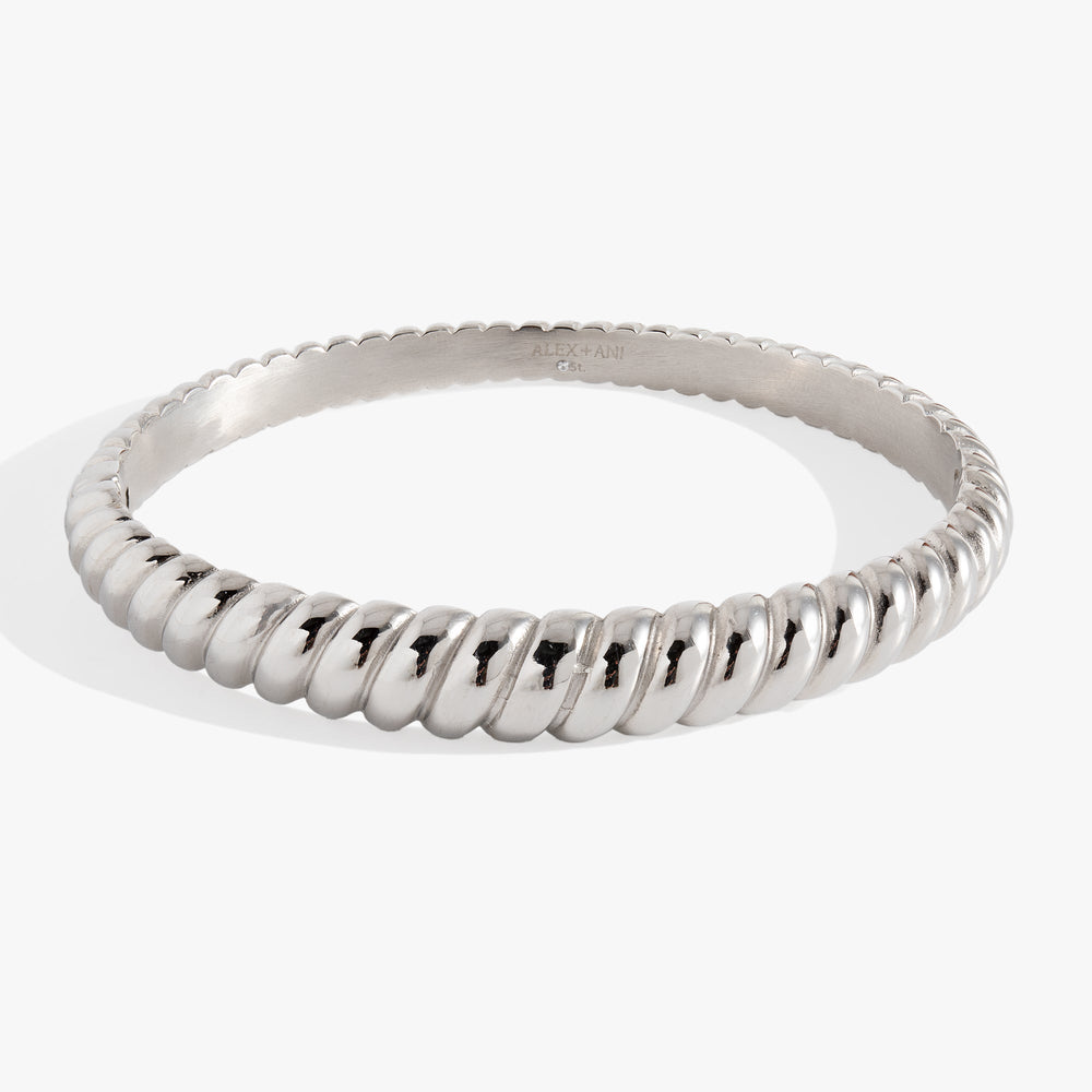 Stainless Steel Rope Textured Bangle Stainless Steel Silver | Alex and Ani