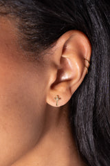 Crystal Cross Mini Stud Earrings Stainless Steel Gold | Alex and Ani