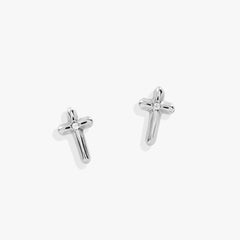 Crystal Cross Mini Stud Earrings Stainless Steel Gold | Alex and Ani