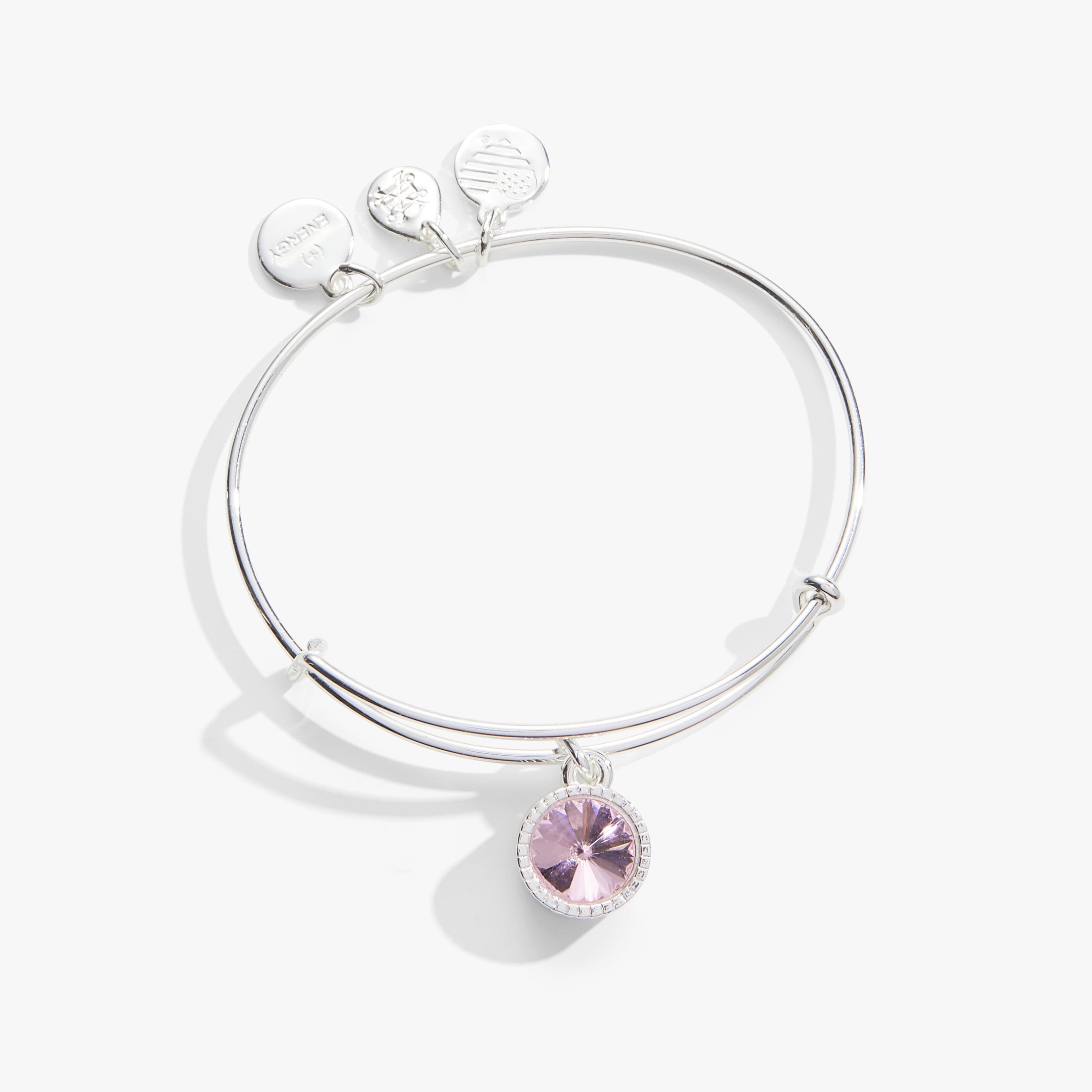 Rose October Birthstone Charm Bangle Silver | Alex and Ani