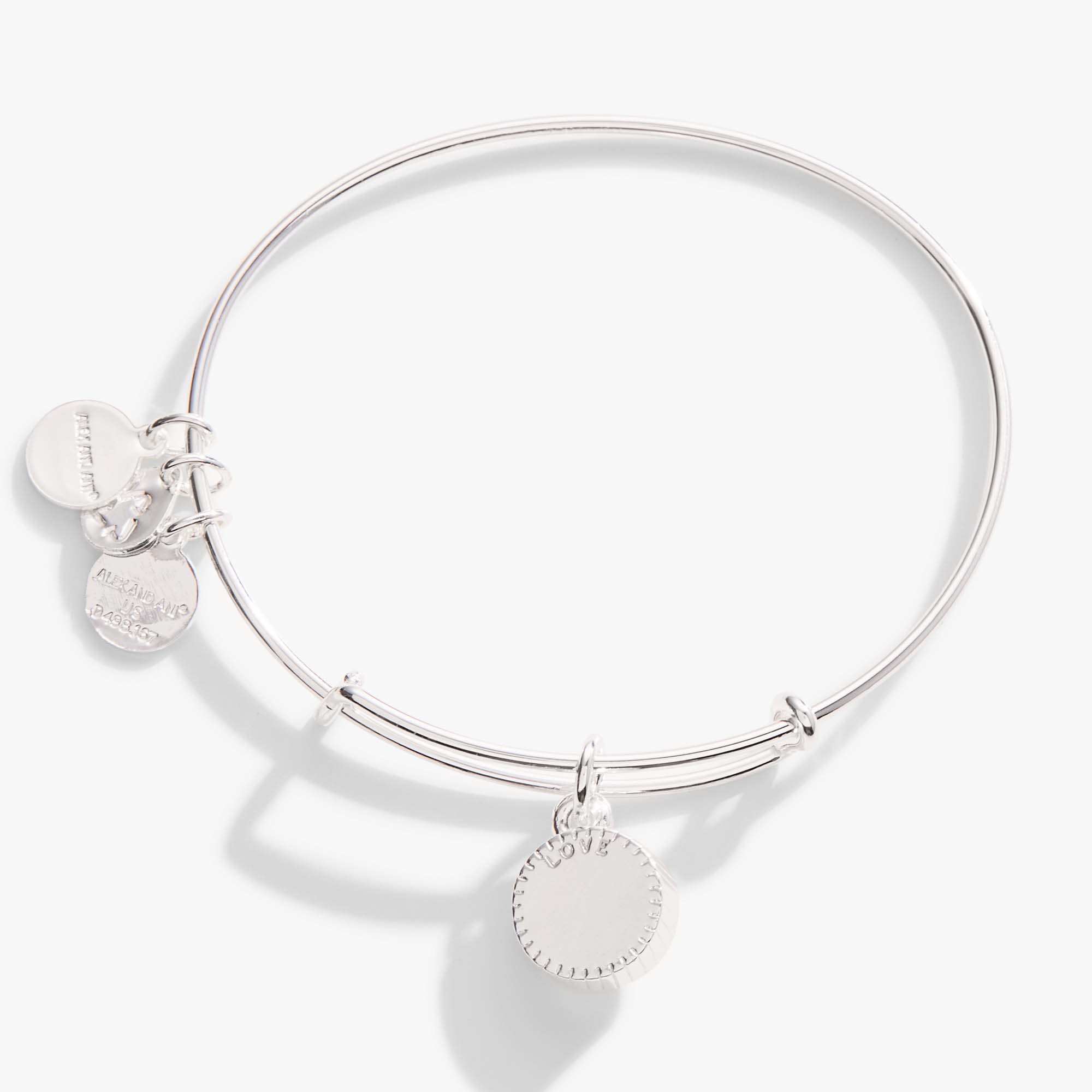 Rose October Birthstone Charm Bangle Silver | Alex and Ani