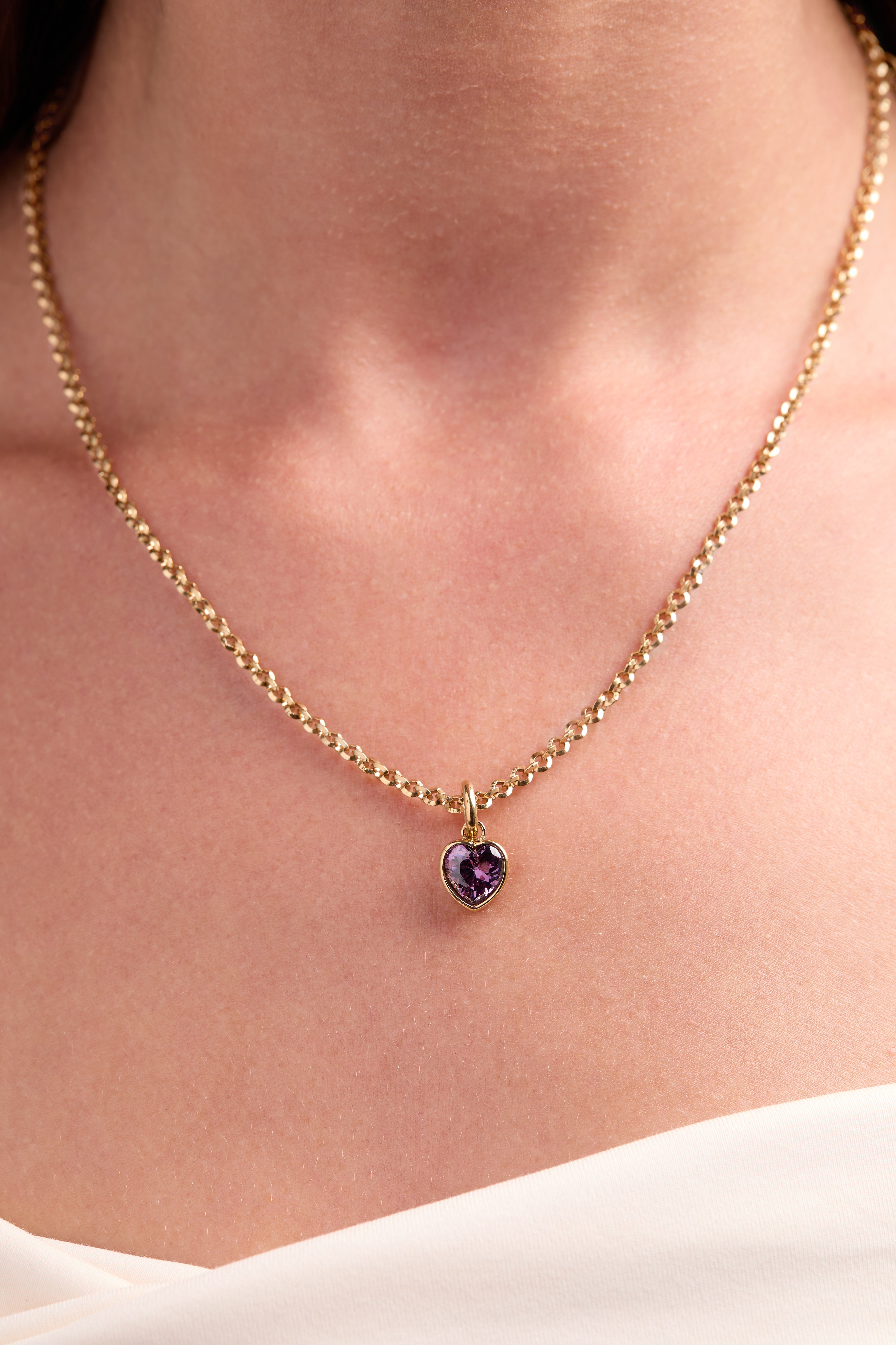 Clarity' Heart Birthstone Charm-FEB Stainless Steel Gold | Alex and Ani