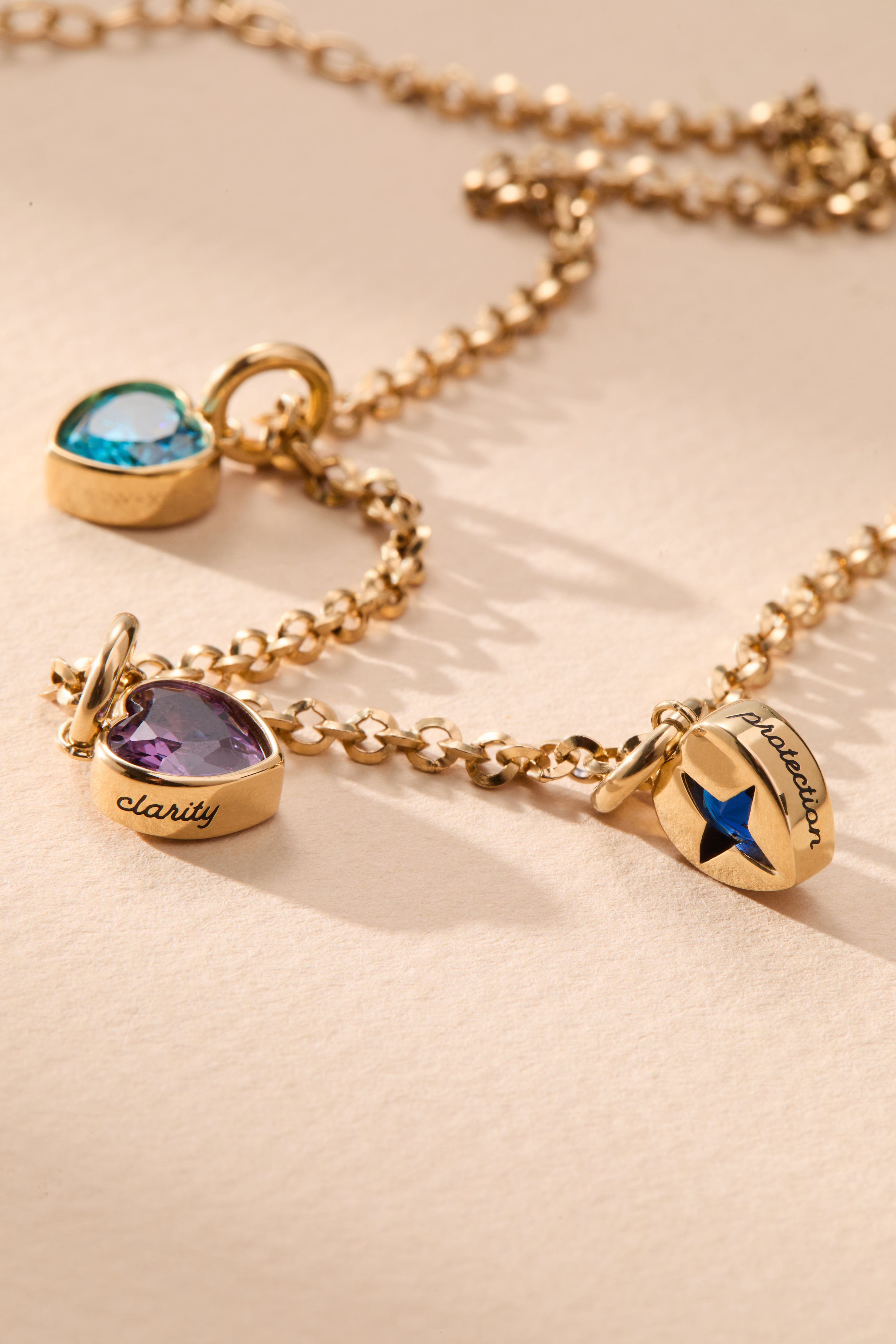 Clarity' Heart Birthstone Charm-FEB Stainless Steel Gold | Alex and Ani