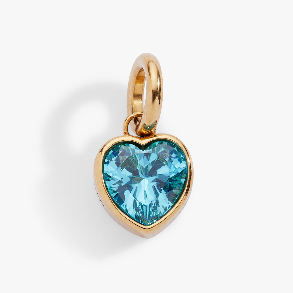 Faith' Heart Birthstone Charm-MARCH Stainless Steel Gold | Alex and Ani