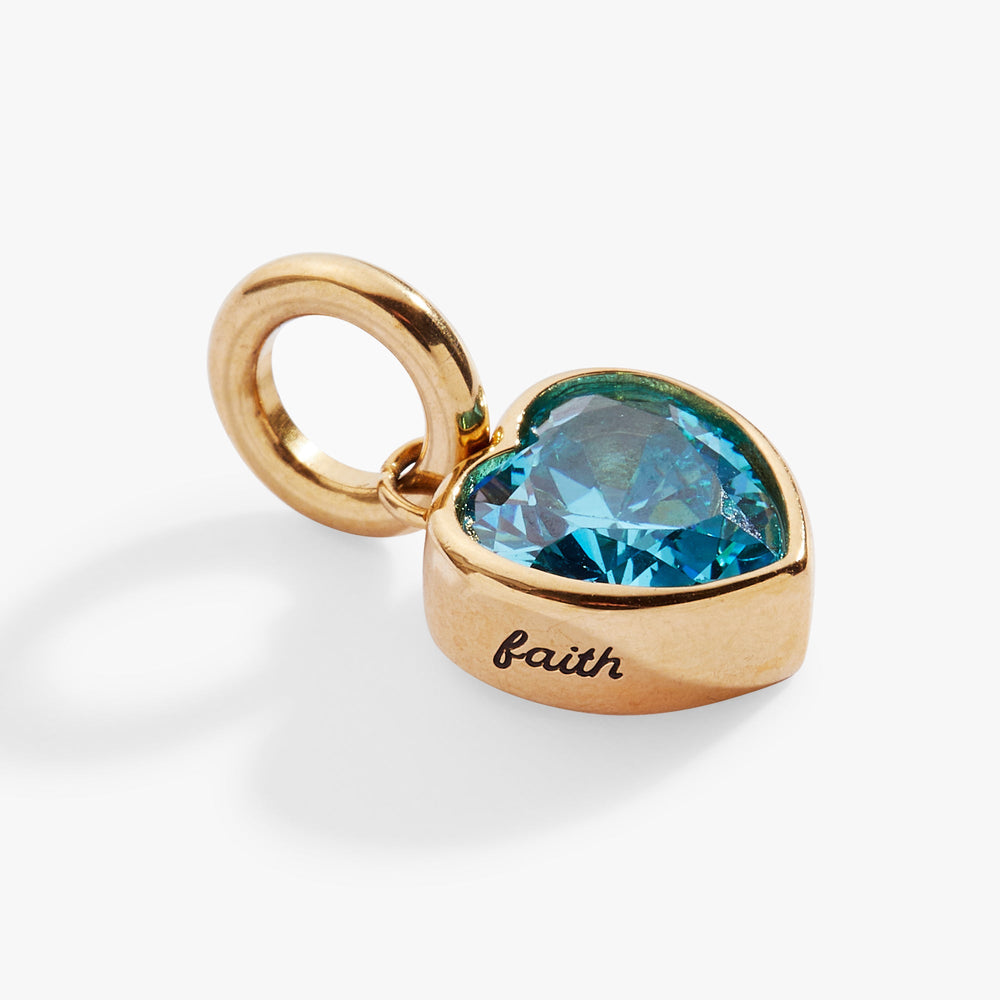 Faith' Heart Birthstone Charm-MARCH Stainless Steel Gold | Alex and Ani