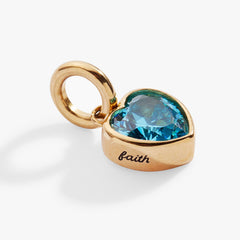 Faith' Heart Birthstone Charm-MARCH Stainless Steel Gold | Alex and Ani