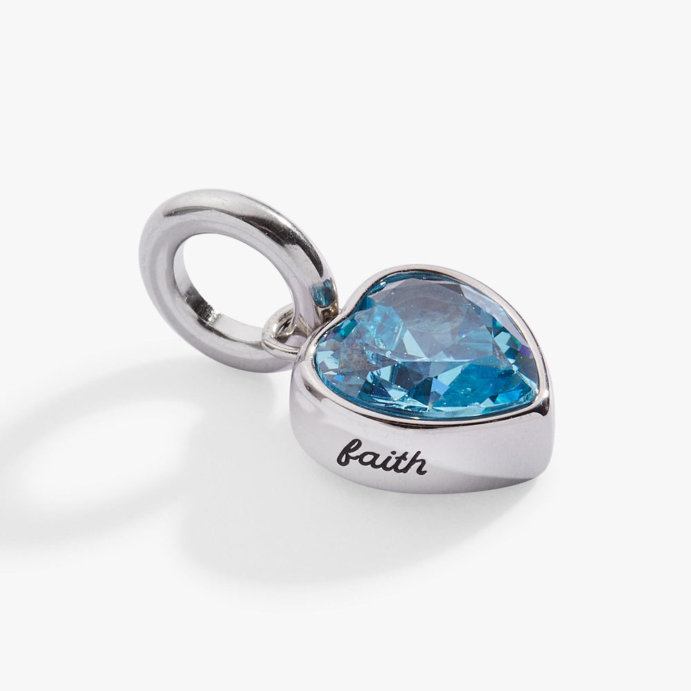 Faith' Heart Birthstone Charm-MARCH Stainless Steel Gold | Alex and Ani