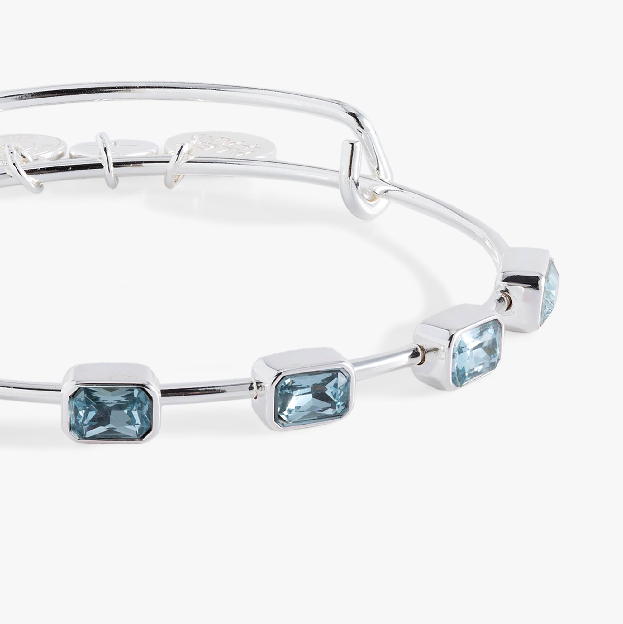 March Birthstone Emerald Cut Bangle Silver | Alex and Ani