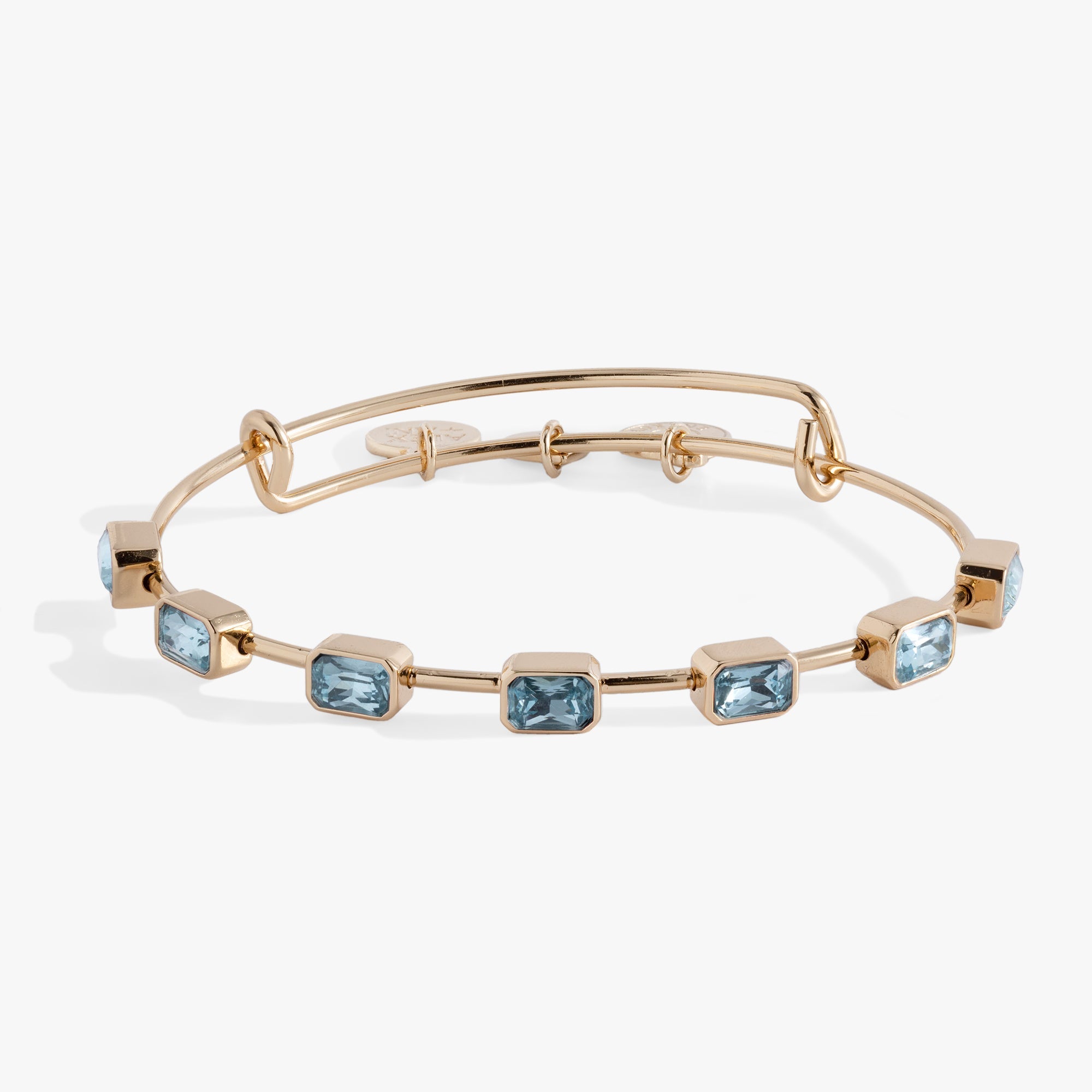 March Birthstone Emerald Cut Bangle Silver | Alex and Ani