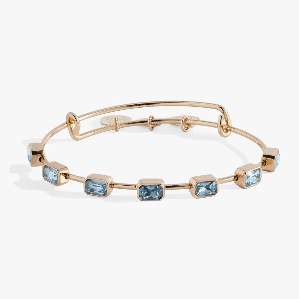 March Birthstone Emerald Cut Bangle Silver | Alex and Ani