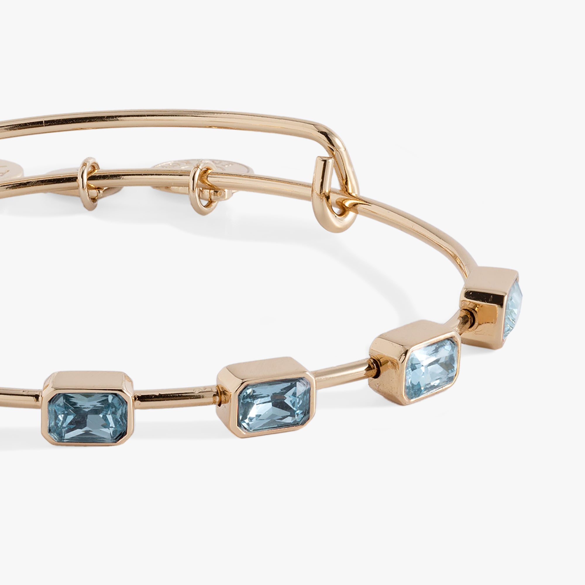 March Birthstone Emerald Cut Bangle Silver | Alex and Ani