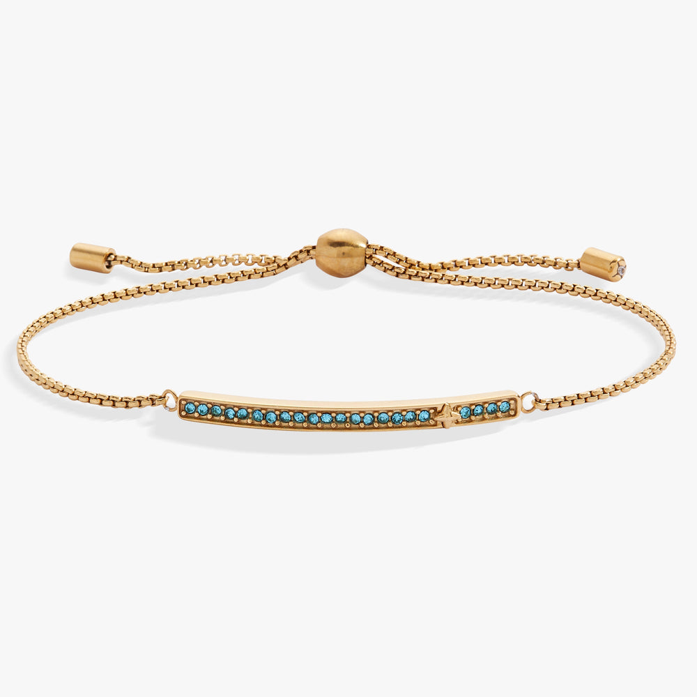 Birthstone Pave Bolo - March Stainless Steel Gold | Alex and Ani