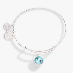 Aquamarine March Birthstone Charm Bangle Silver | Alex and Ani