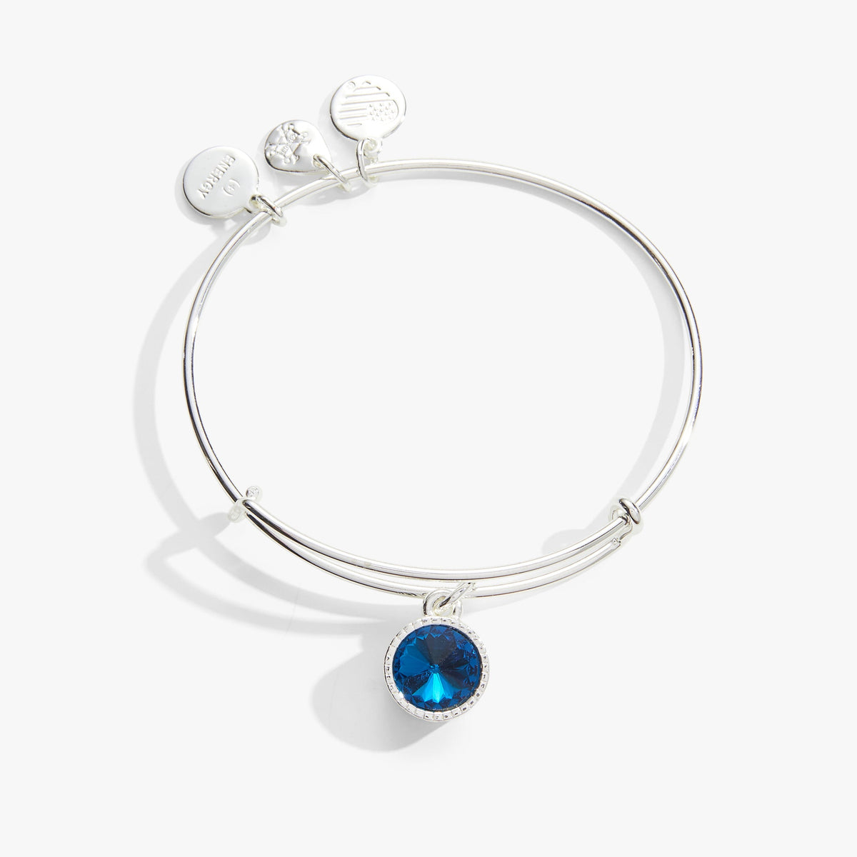Blue Zircon December Birthstone Charm Bangle Silver | Alex and Ani