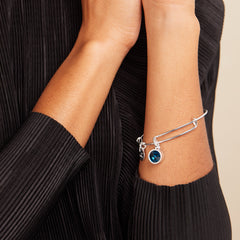 Blue Zircon December Birthstone Charm Bangle Silver | Alex and Ani
