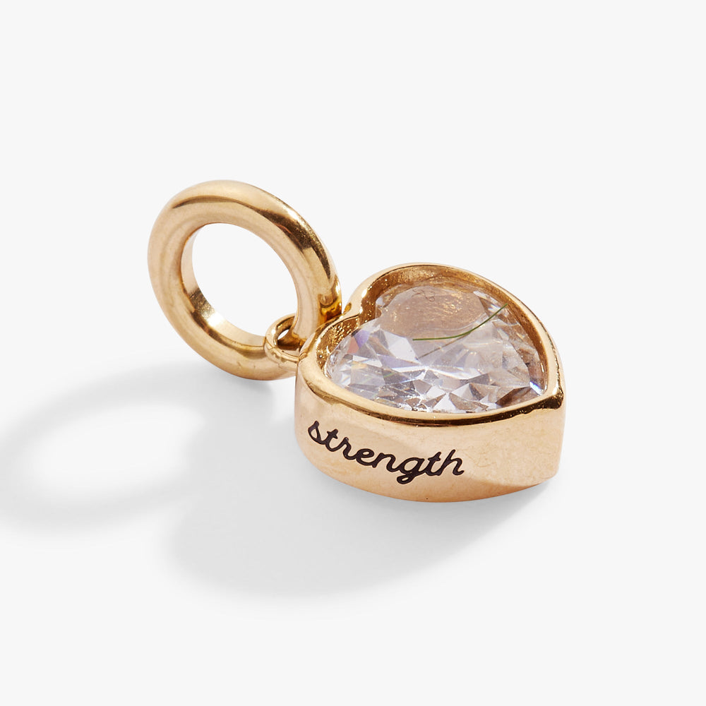 Strength' Heart Birthstone Charm-APRIL Stainless Steel Gold | Alex and Ani