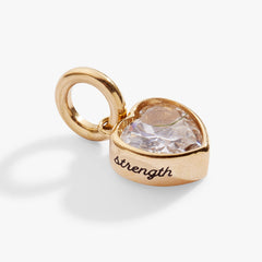 Strength' Heart Birthstone Charm-APRIL Stainless Steel Gold | Alex and Ani