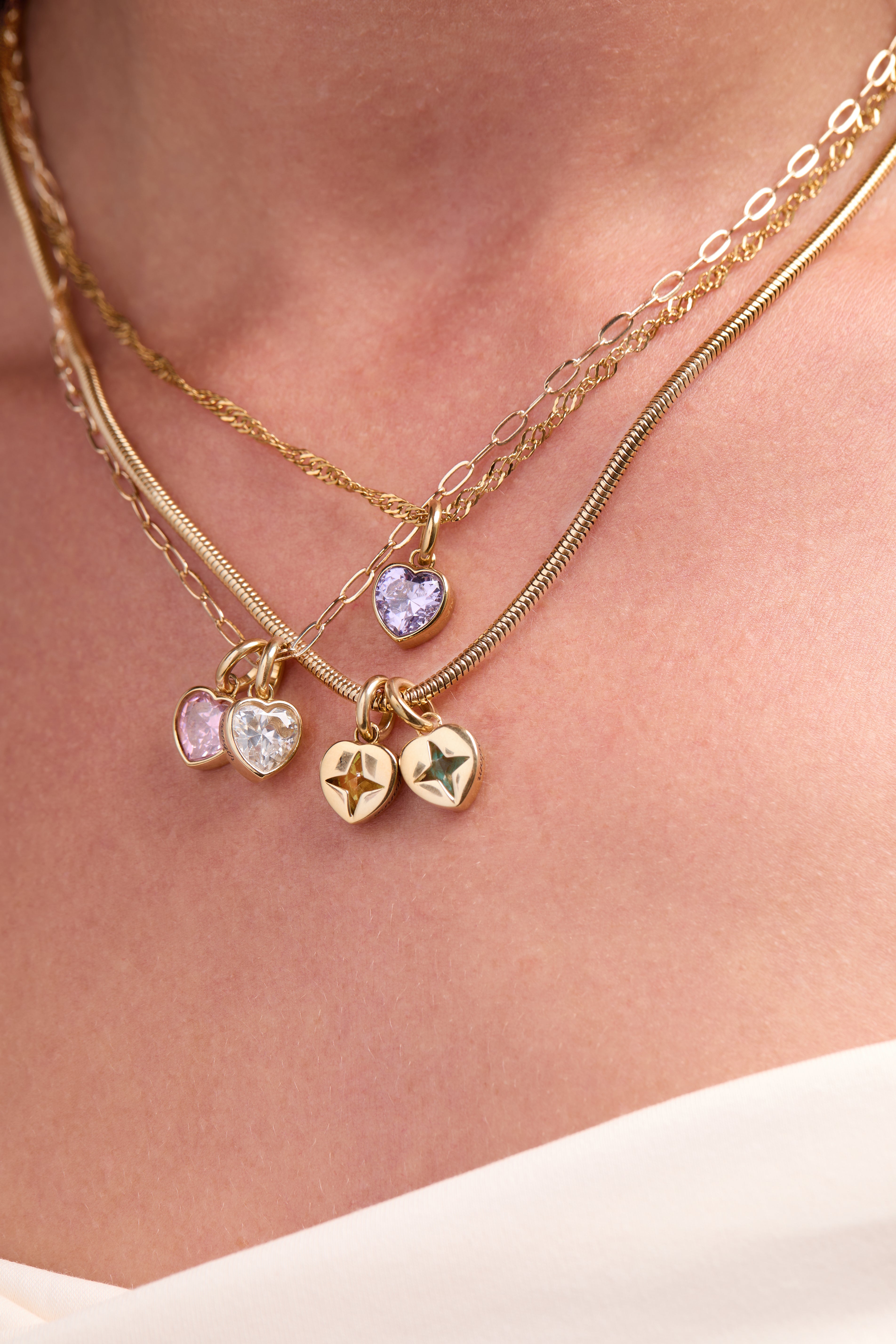 Strength' Heart Birthstone Charm-APRIL Stainless Steel Gold | Alex and Ani