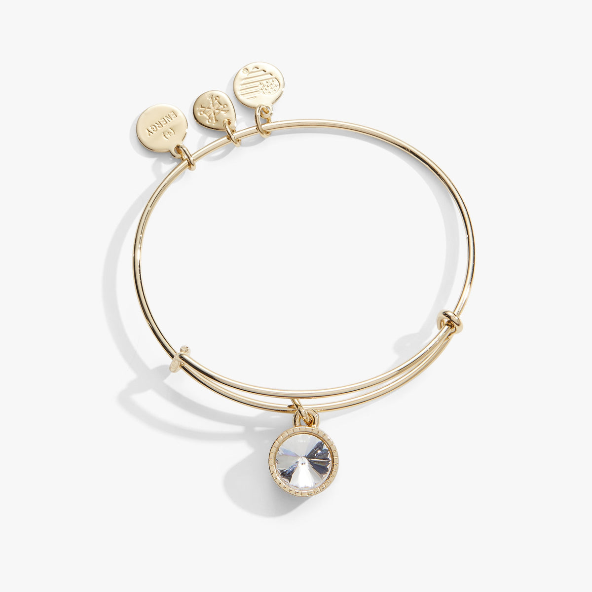 Clear Crystal April Birthstone Charm Bangle Gold | Alex and Ani