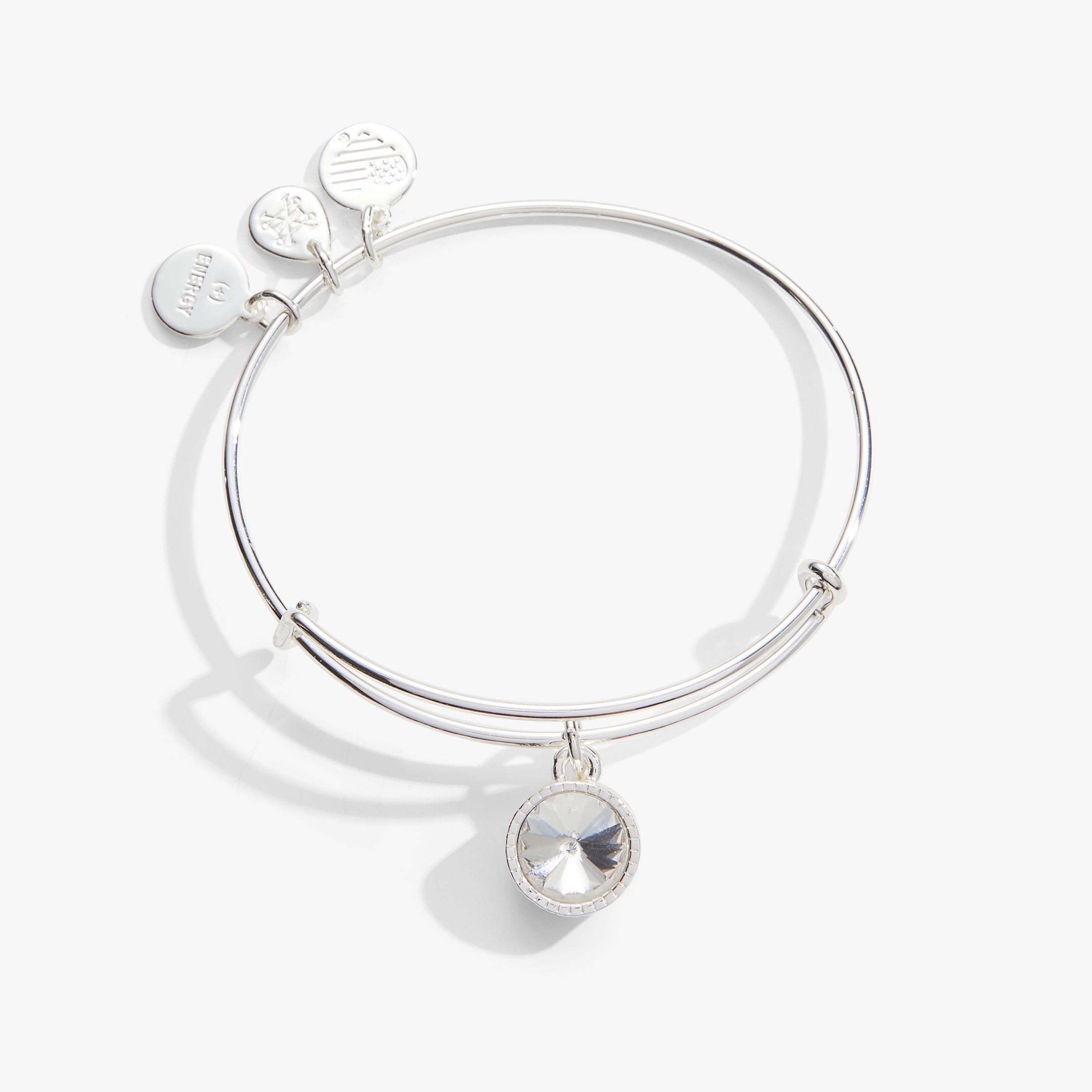 Clear Crystal April Birthstone Charm Bangle Gold | Alex and Ani