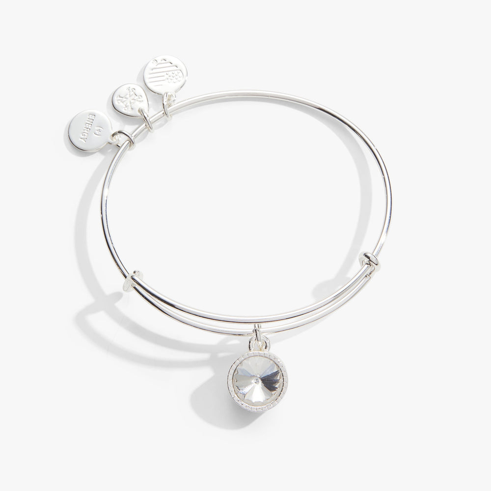Clear Crystal April Birthstone Charm Bangle Gold | Alex and Ani