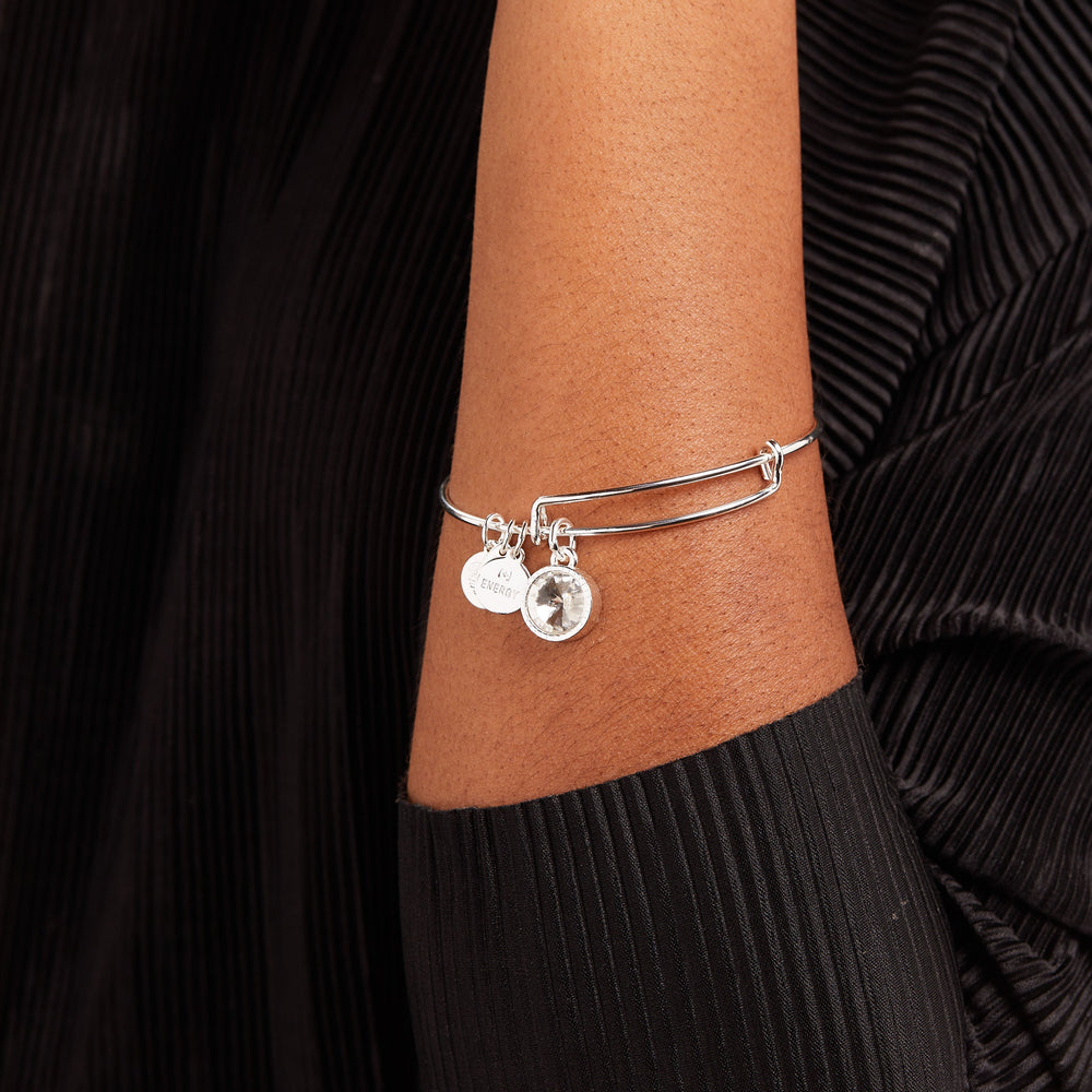 Clear Crystal April Birthstone Charm Bangle Gold | Alex and Ani