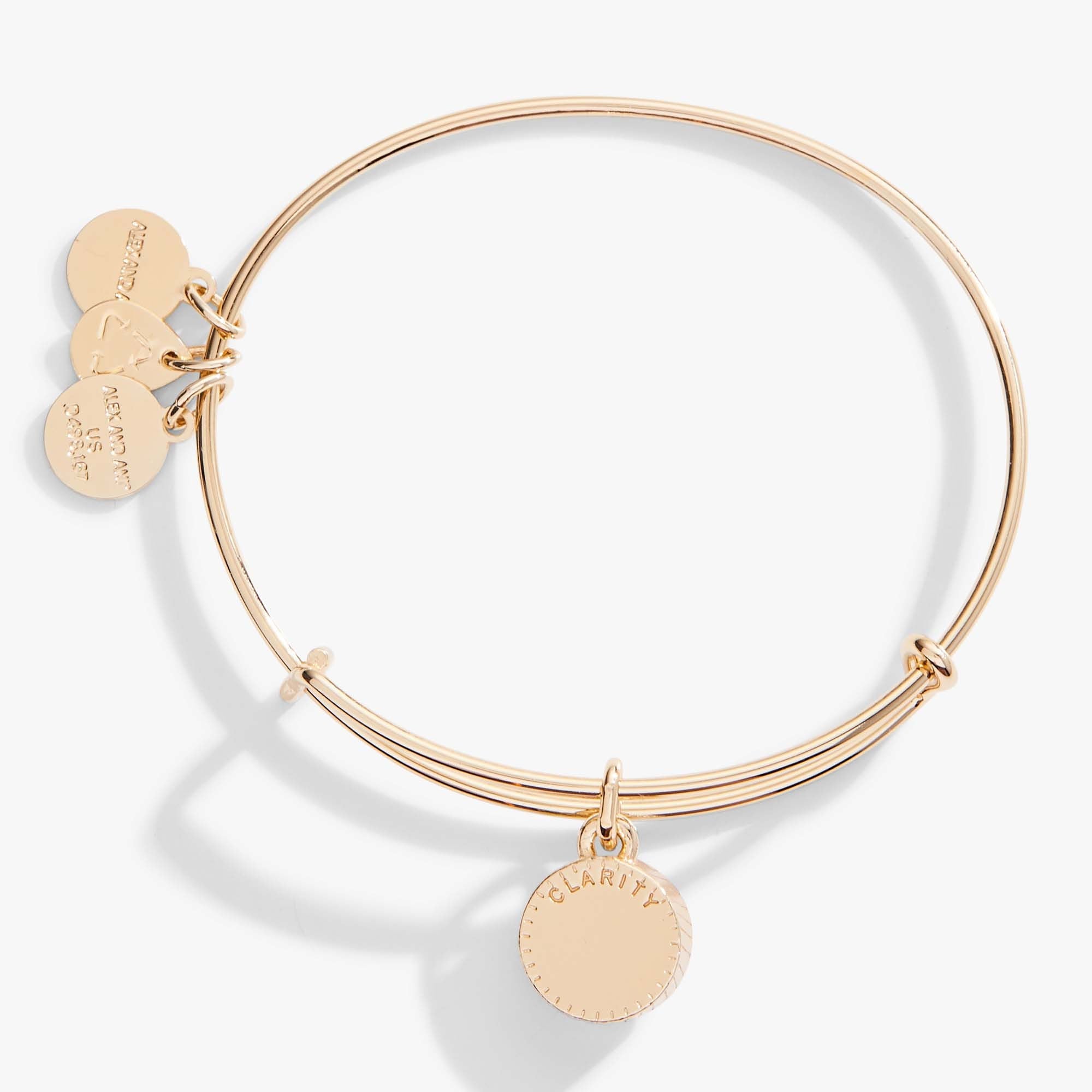 Clear Crystal April Birthstone Charm Bangle Gold | Alex and Ani