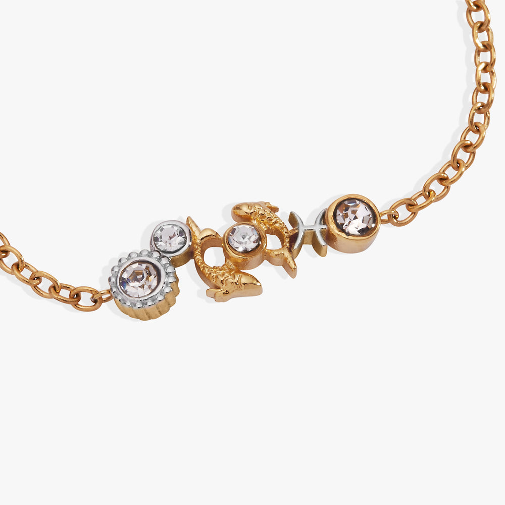 Pisces Symbol Inline Bracelet Two Tone - Stainless Steel | Alex and Ani