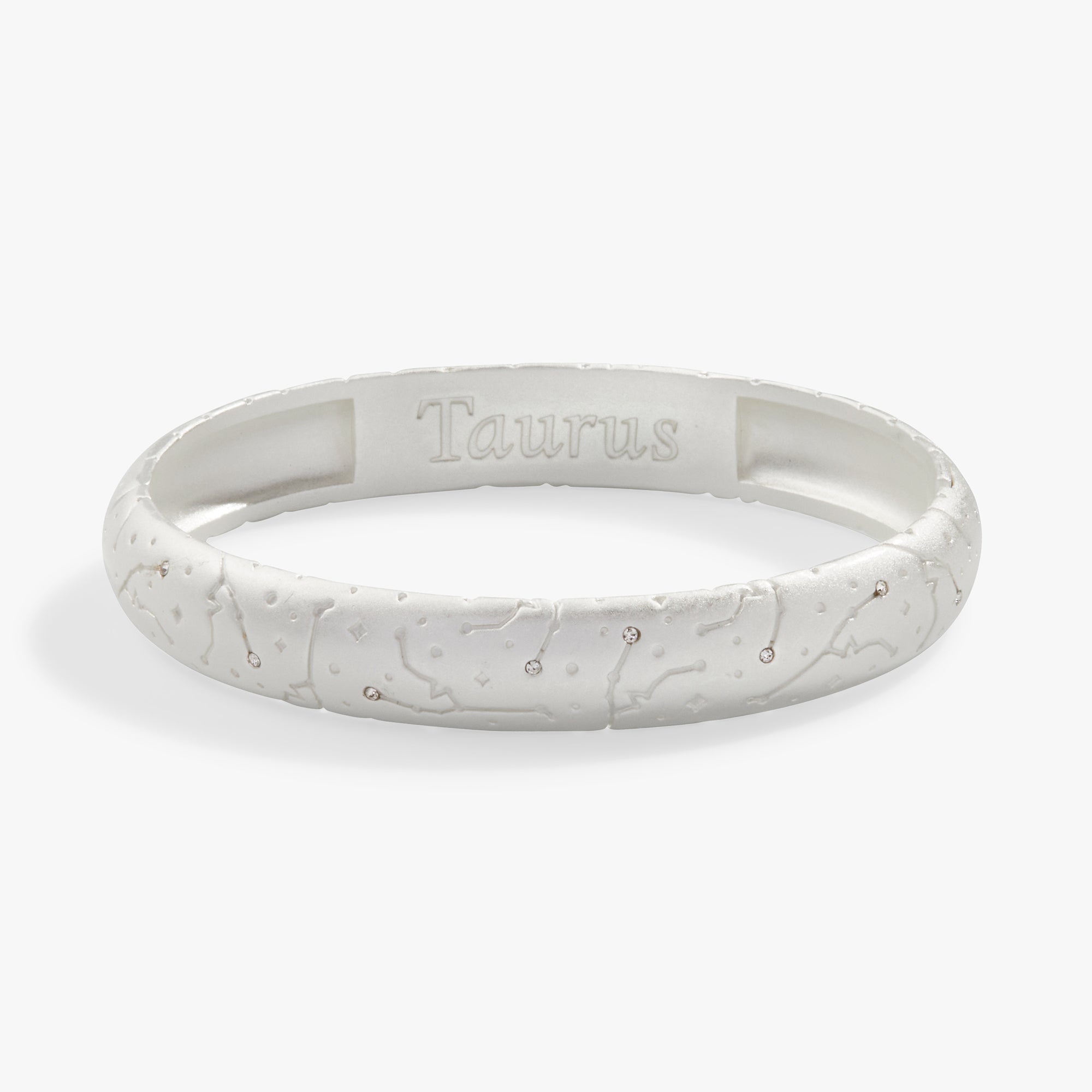 Taurus Zodiac Hinge Bangle Satin Silver | Alex and Ani