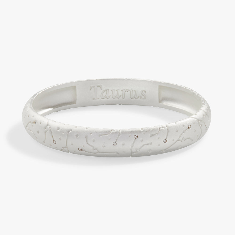 Taurus Zodiac Hinge Bangle Satin Silver | Alex and Ani