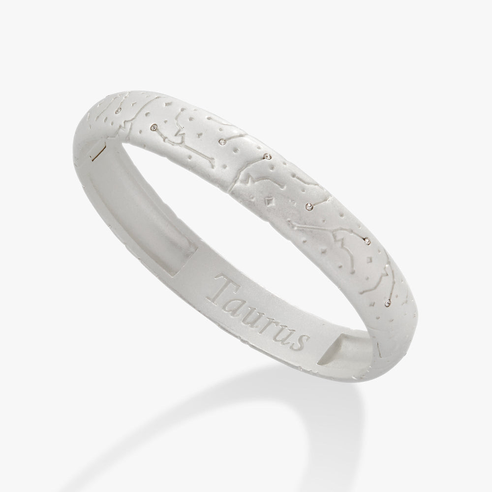 Taurus Zodiac Hinge Bangle Satin Silver | Alex and Ani
