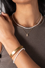 Freshwater Pearl Necklace Stainless Steel Gold | Alex and Ani