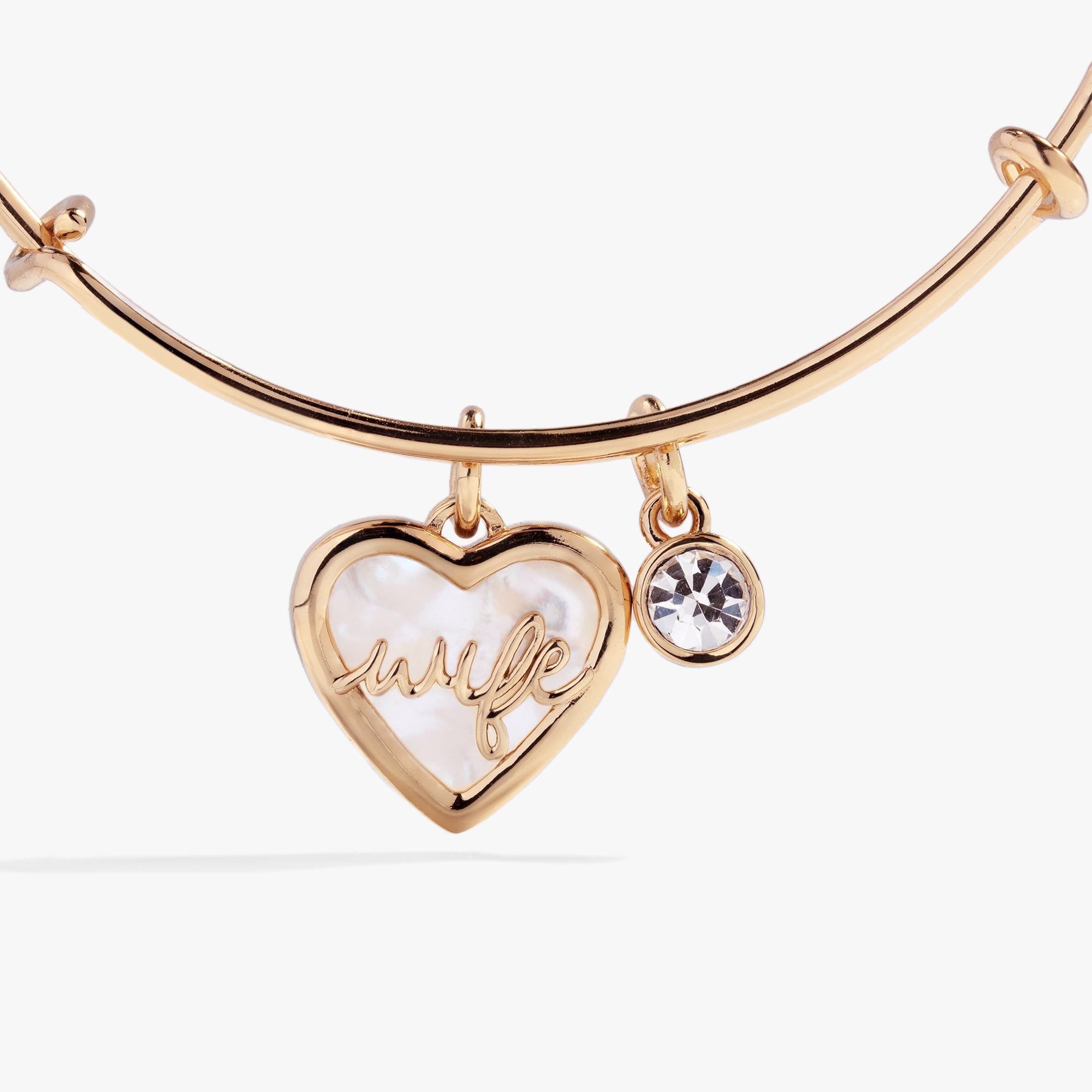 Mother of Pearl Wife Heart Bangle – Elegant Bridal or Anniversary Jewelry Gold | Alex and Ani