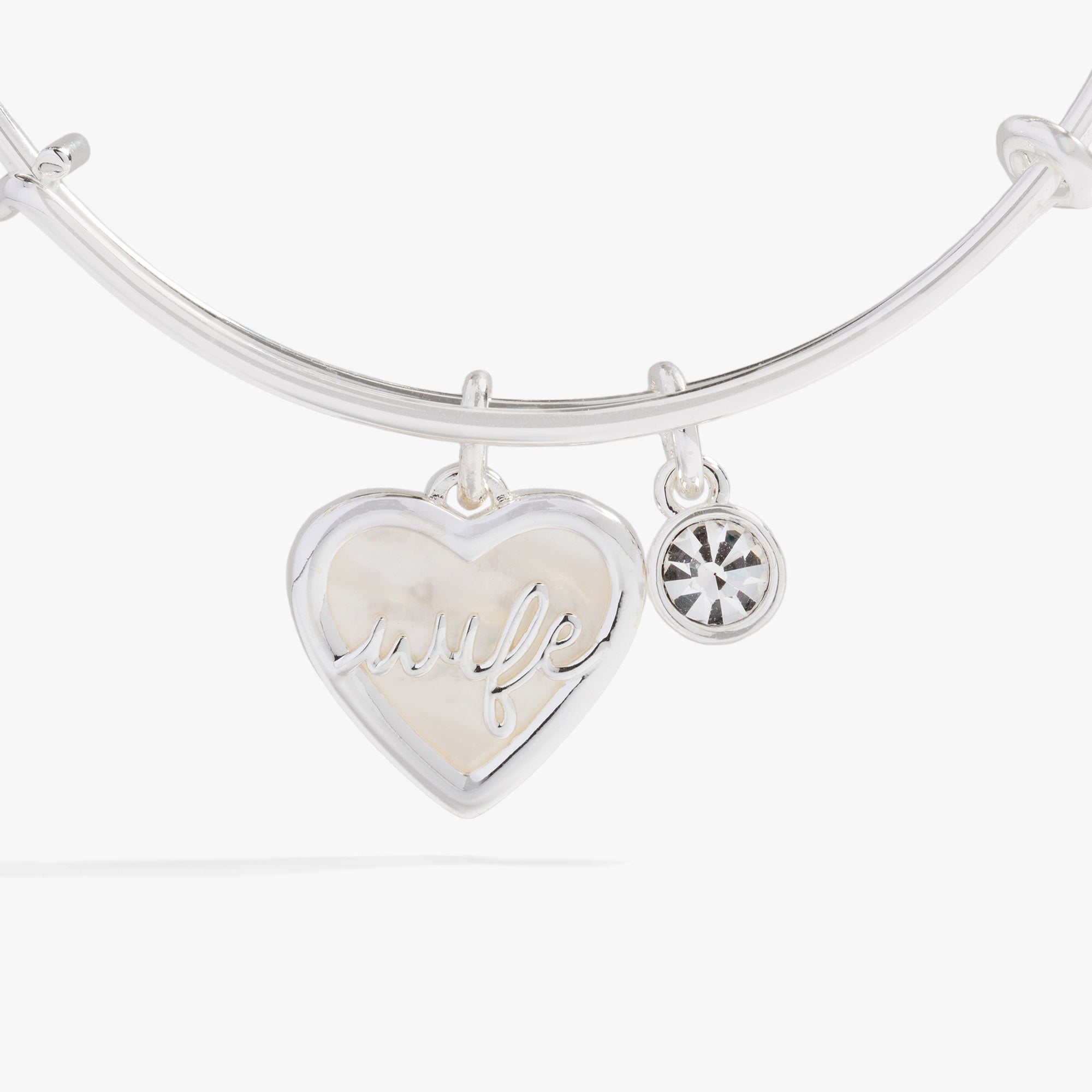 Mother of Pearl Wife Heart Bangle – Elegant Bridal or Anniversary Jewelry Gold | Alex and Ani