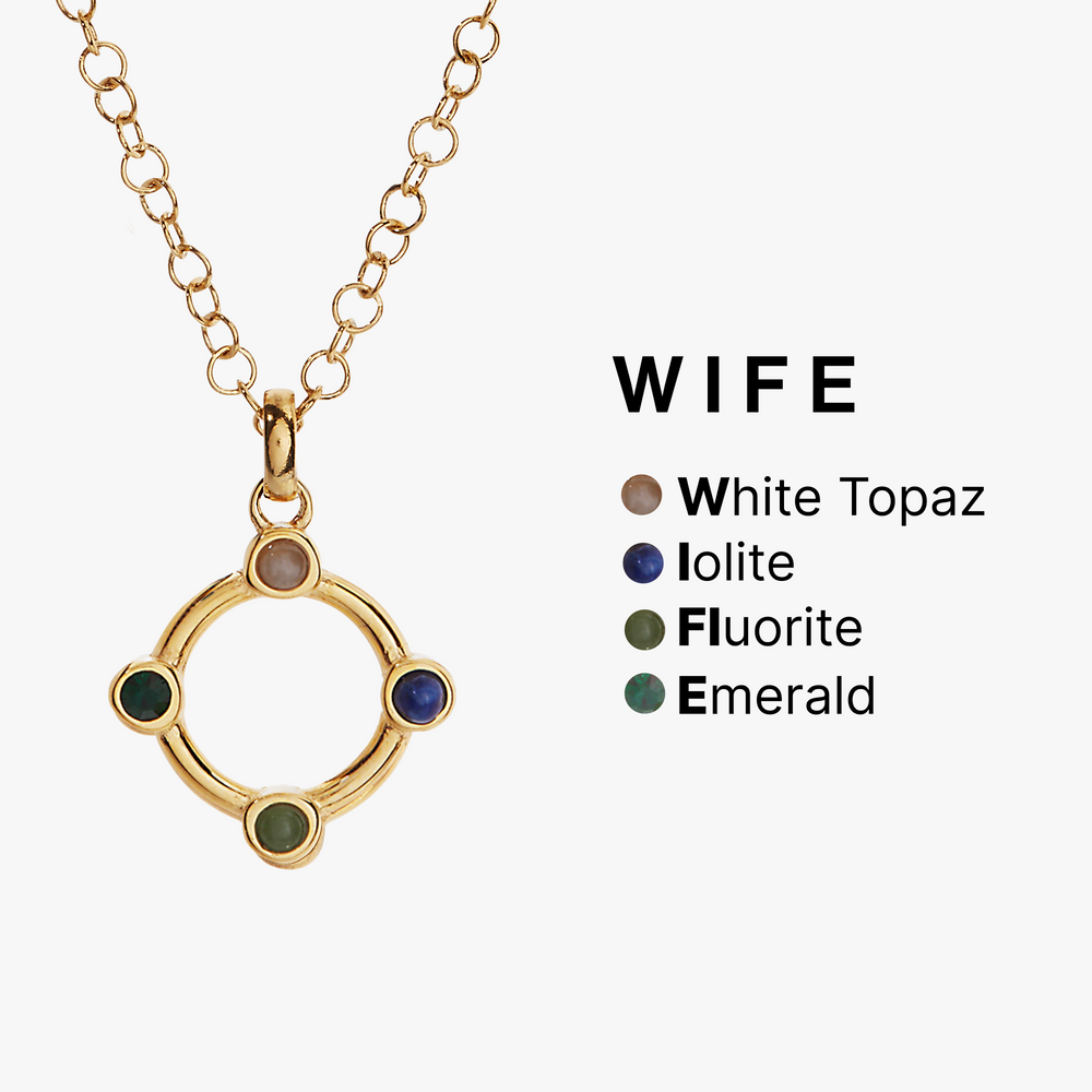 Wife Crystal Necklace Stainless Steel Gold | Alex and Ani