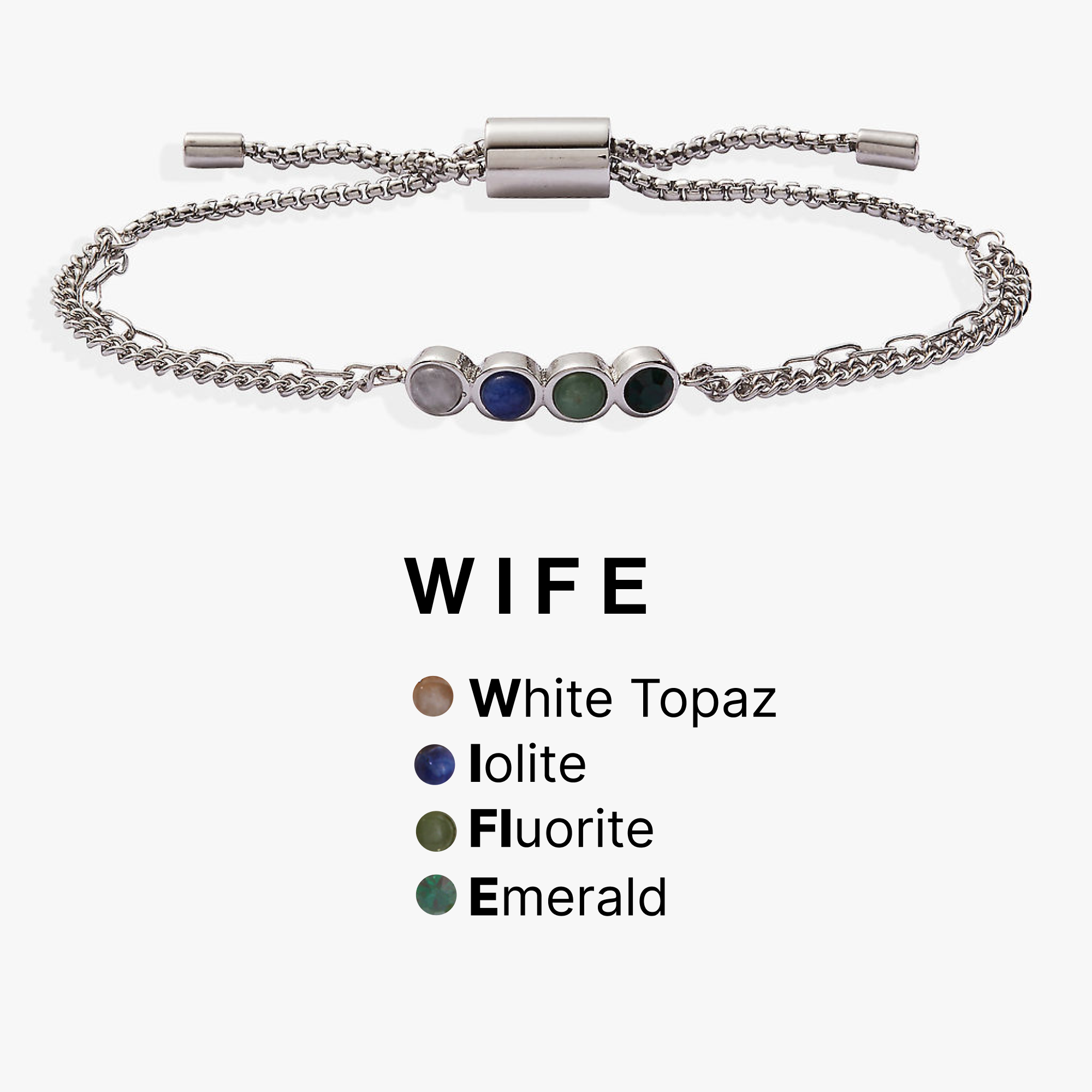 Wife Acrostic Bolo Stainless Steel Silver | Alex and Ani