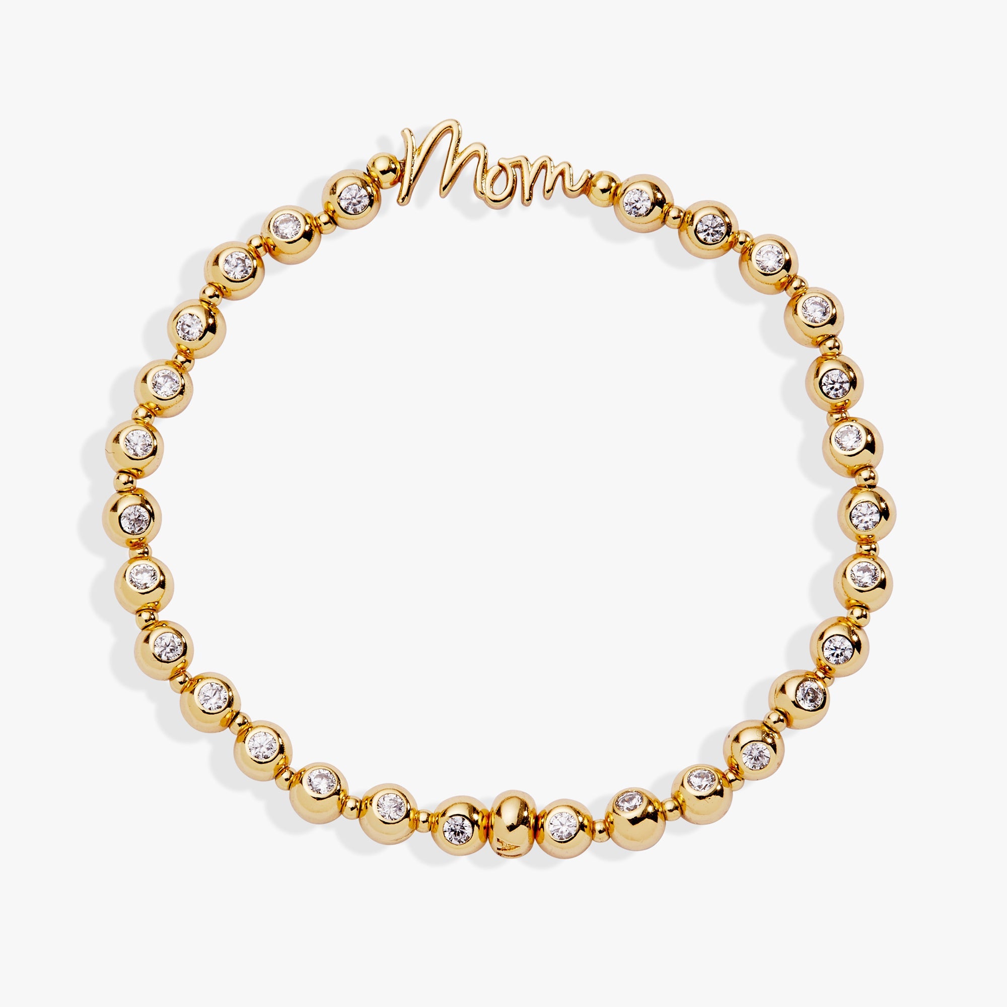 Mom Elongated Crystal Stretch Bracelet Silver | Alex and Ani