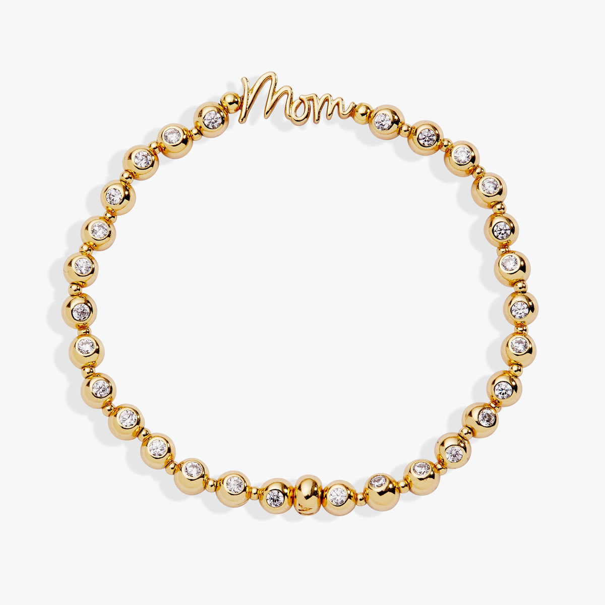 Mom Elongated Crystal Stretch Bracelet Silver | Alex and Ani