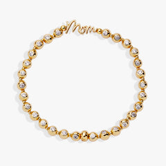 Mom Elongated Crystal Stretch Bracelet Silver | Alex and Ani