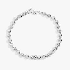 Mom Elongated Crystal Stretch Bracelet Silver | Alex and Ani