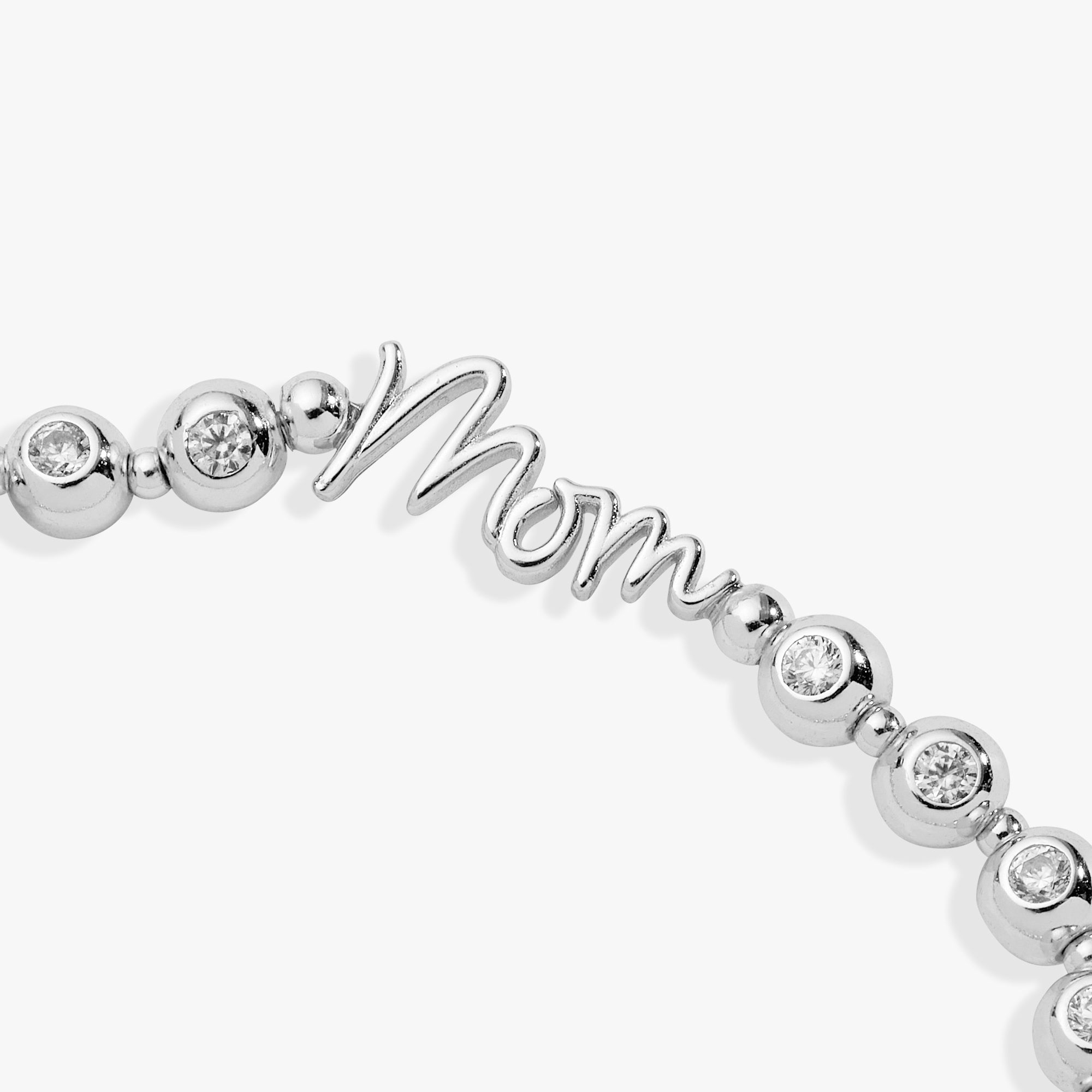 Mom Elongated Crystal Stretch Bracelet Silver | Alex and Ani