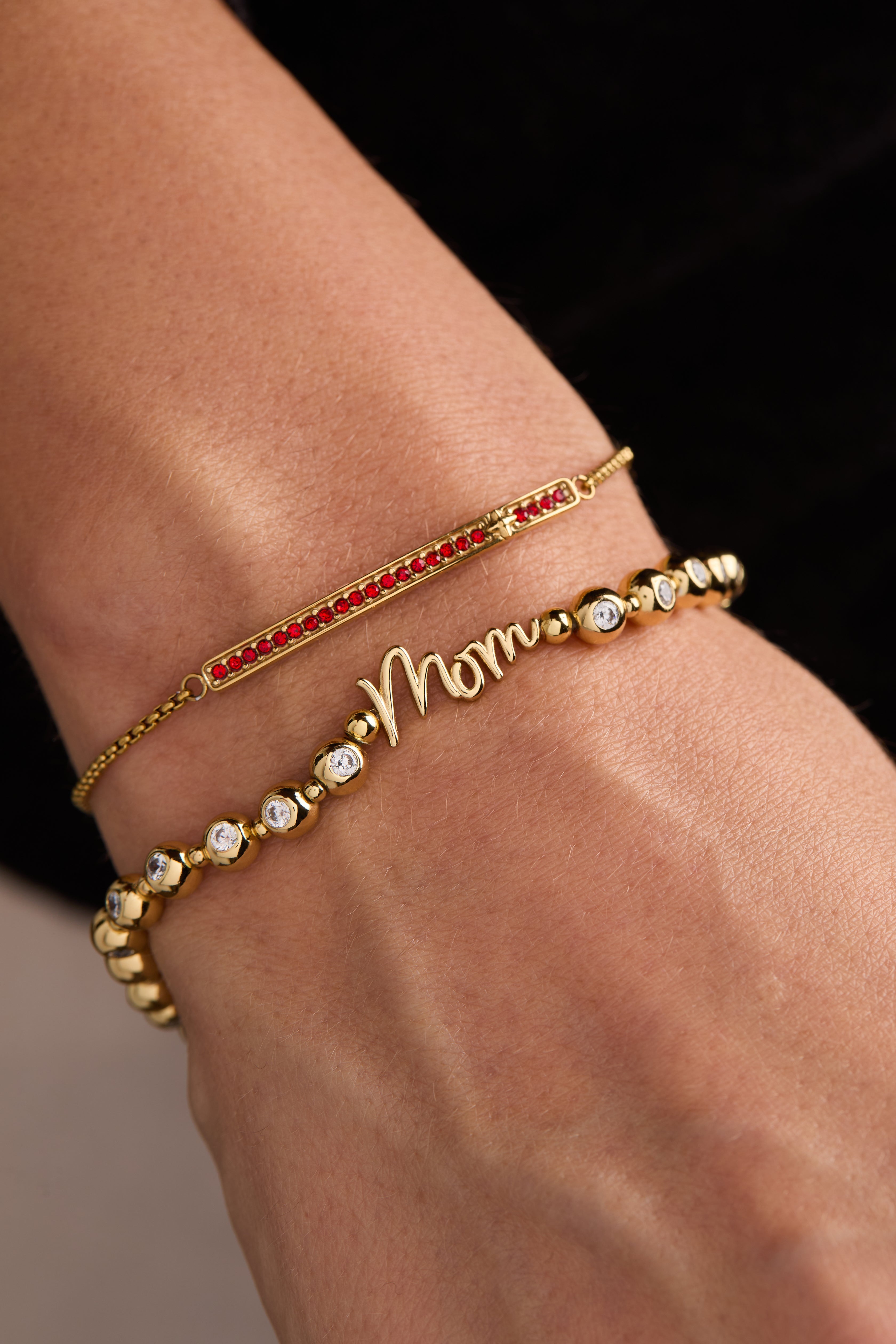 Mom Elongated Crystal Stretch Bracelet Silver | Alex and Ani
