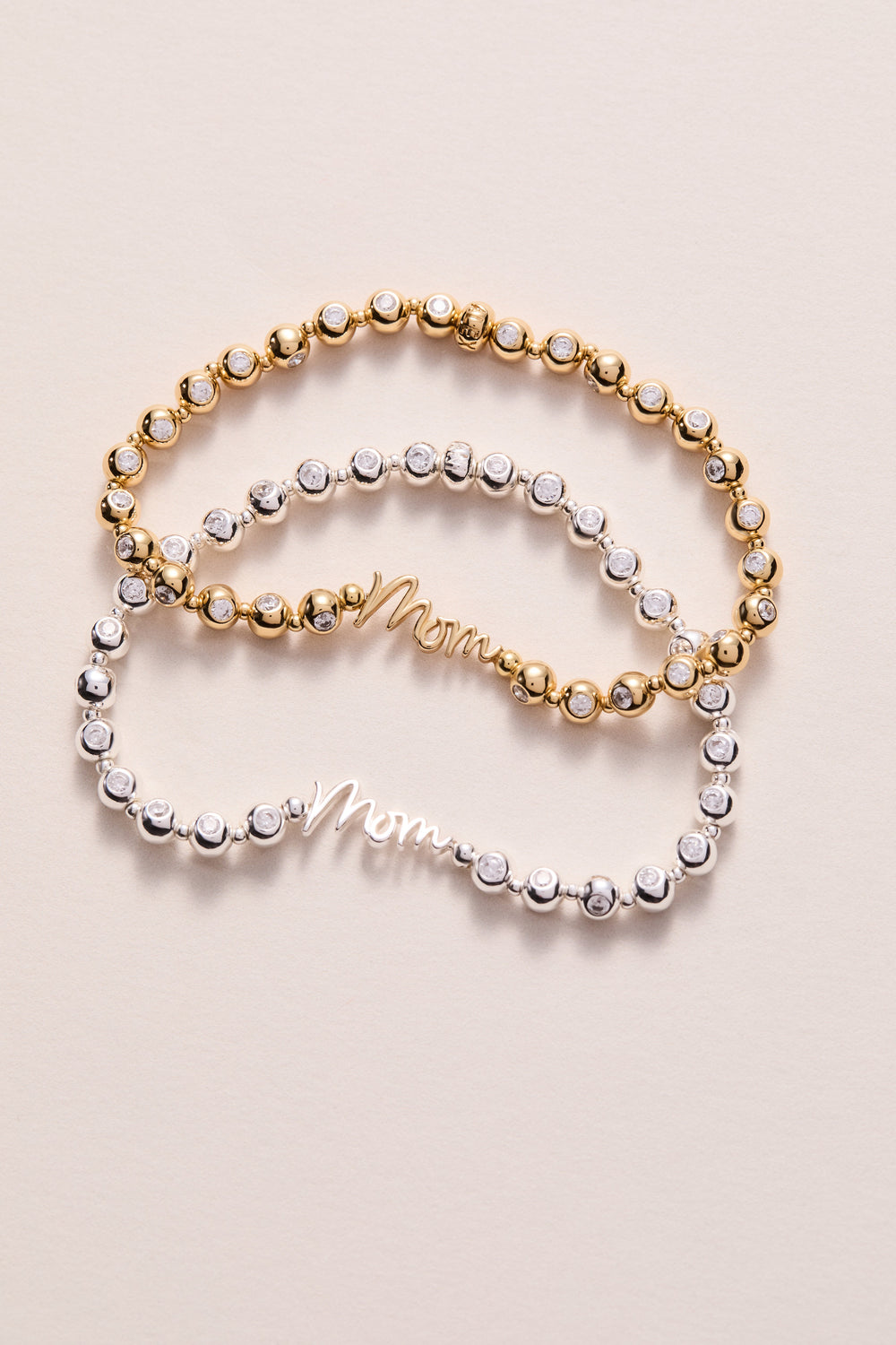 Mom Elongated Crystal Stretch Bracelet Silver | Alex and Ani