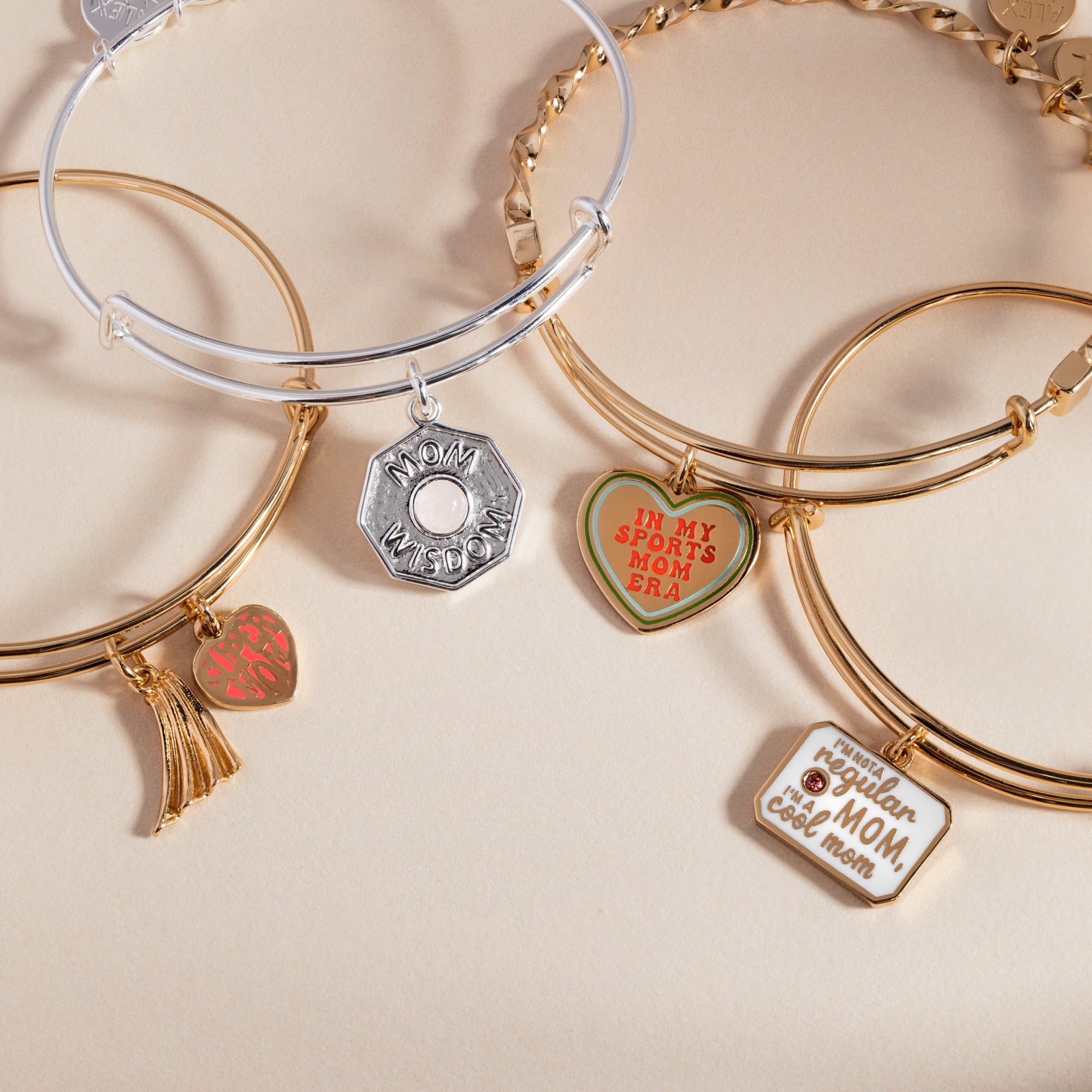 “I’m Not a Regular Mom, I’m a Cool Mom” Charm Bangle Gold | Alex and Ani