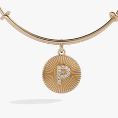 Pave Starburst Texture Initial Bangle P Gold | Alex and Ani