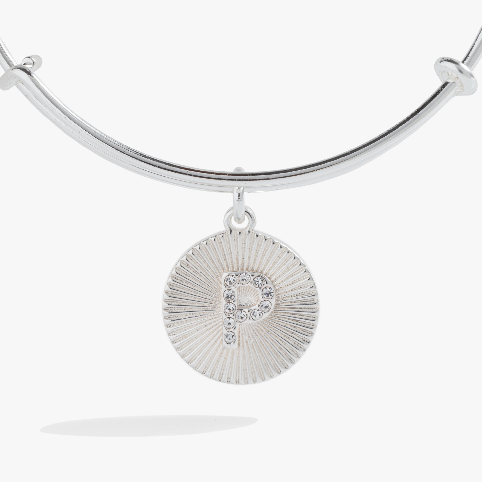 Pave Starburst Texture Initial Bangle P Gold | Alex and Ani