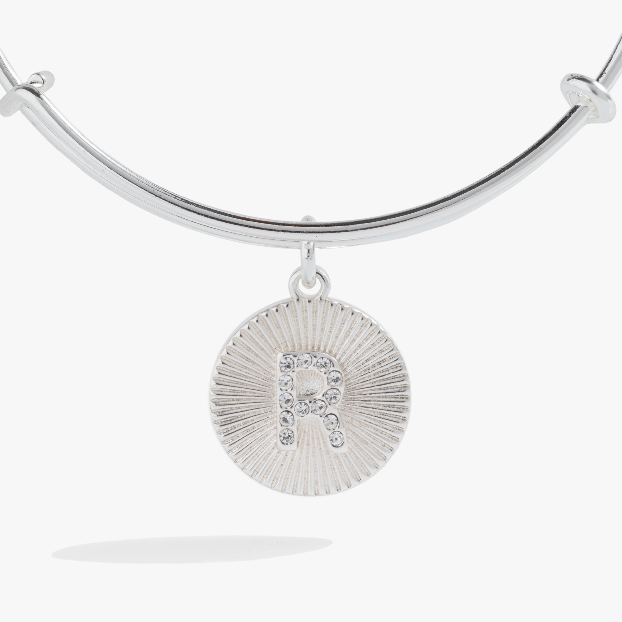 Pave Starburst Texture Initial Bangle R Gold | Alex and Ani
