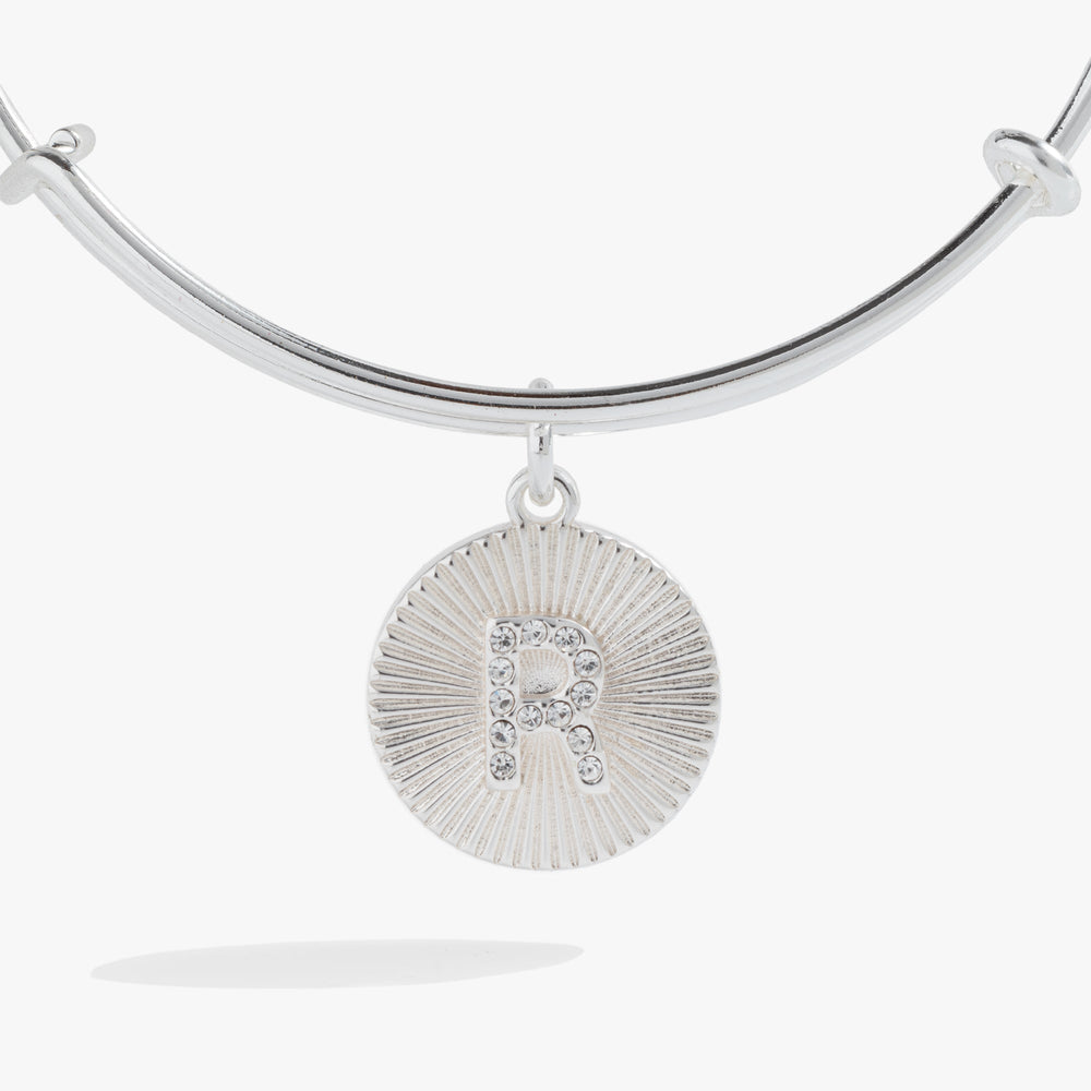Pave Starburst Texture Initial Bangle R Gold | Alex and Ani