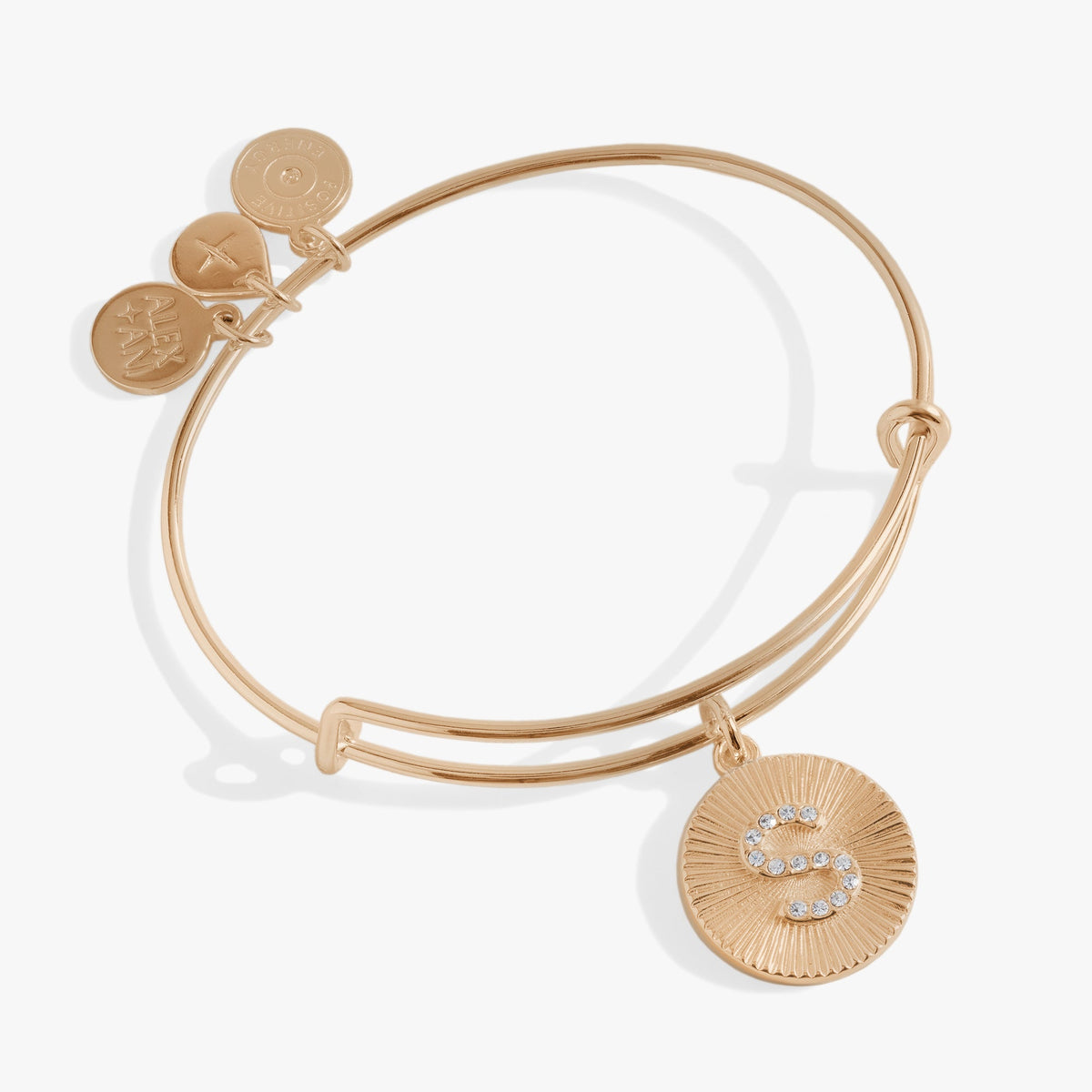 Pave Starburst Texture Initial Bangle S Gold | Alex and Ani