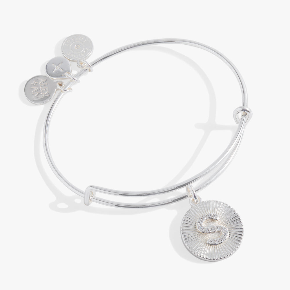 Pave Starburst Texture Initial Bangle S Gold | Alex and Ani